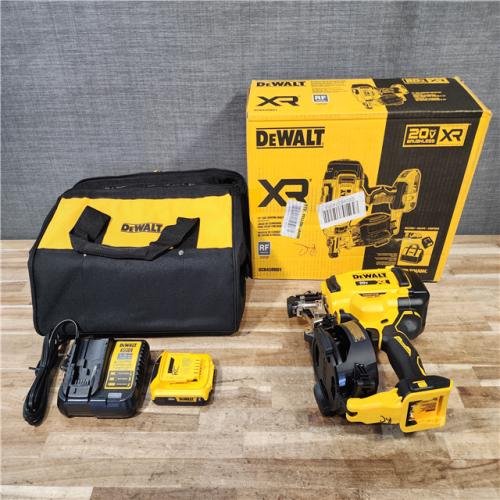HOUSTON LOCATION - AS-IS DEWALT 20V MAX Lithium-Ion 15-Degree Electric Cordless Roofing Nailer Kit