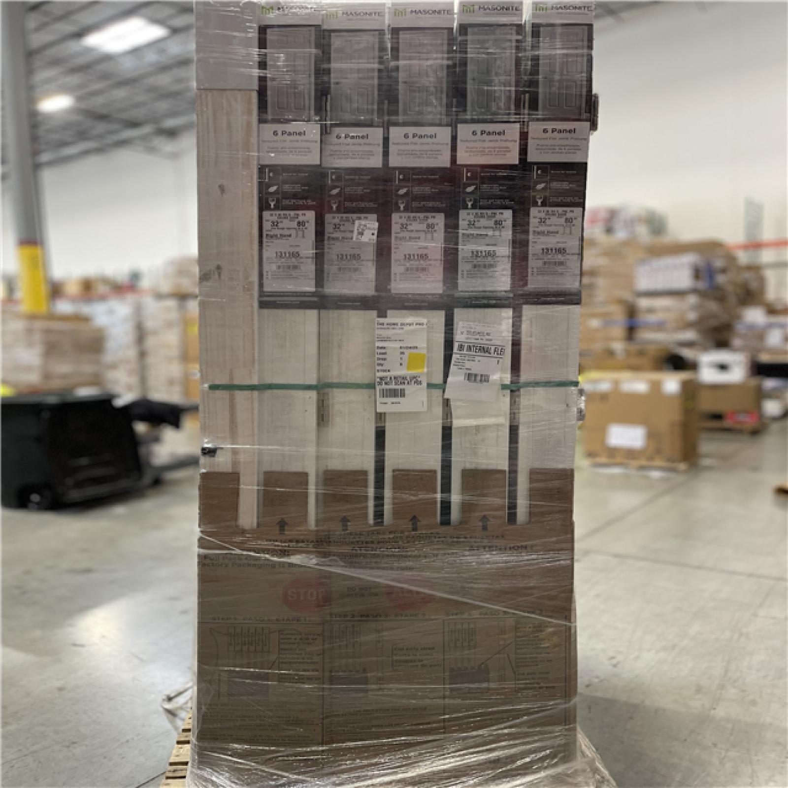 DALLAS LOCATION - Masonite 32 In. X 80 In. X 4-9/16 In. Primed 6-Panel Hollow Core Single Prehung Interior Door Right Hand PALLET-(6 UNITS)