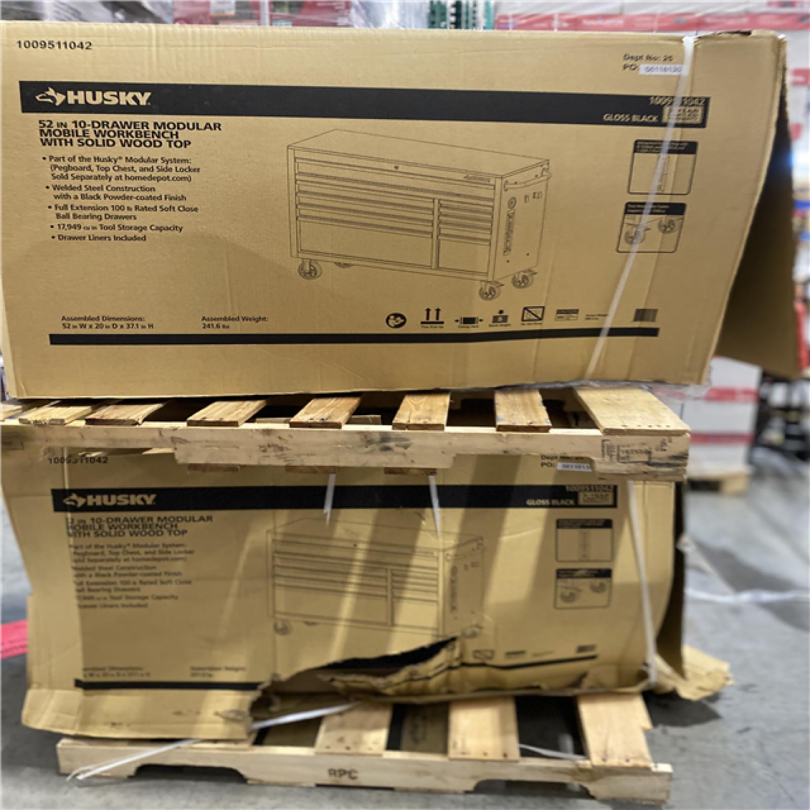 DALLAS LOCATION - HUSKY 52IN 10 DRAWER WORKBENCH PALLET-(2 UNITS)