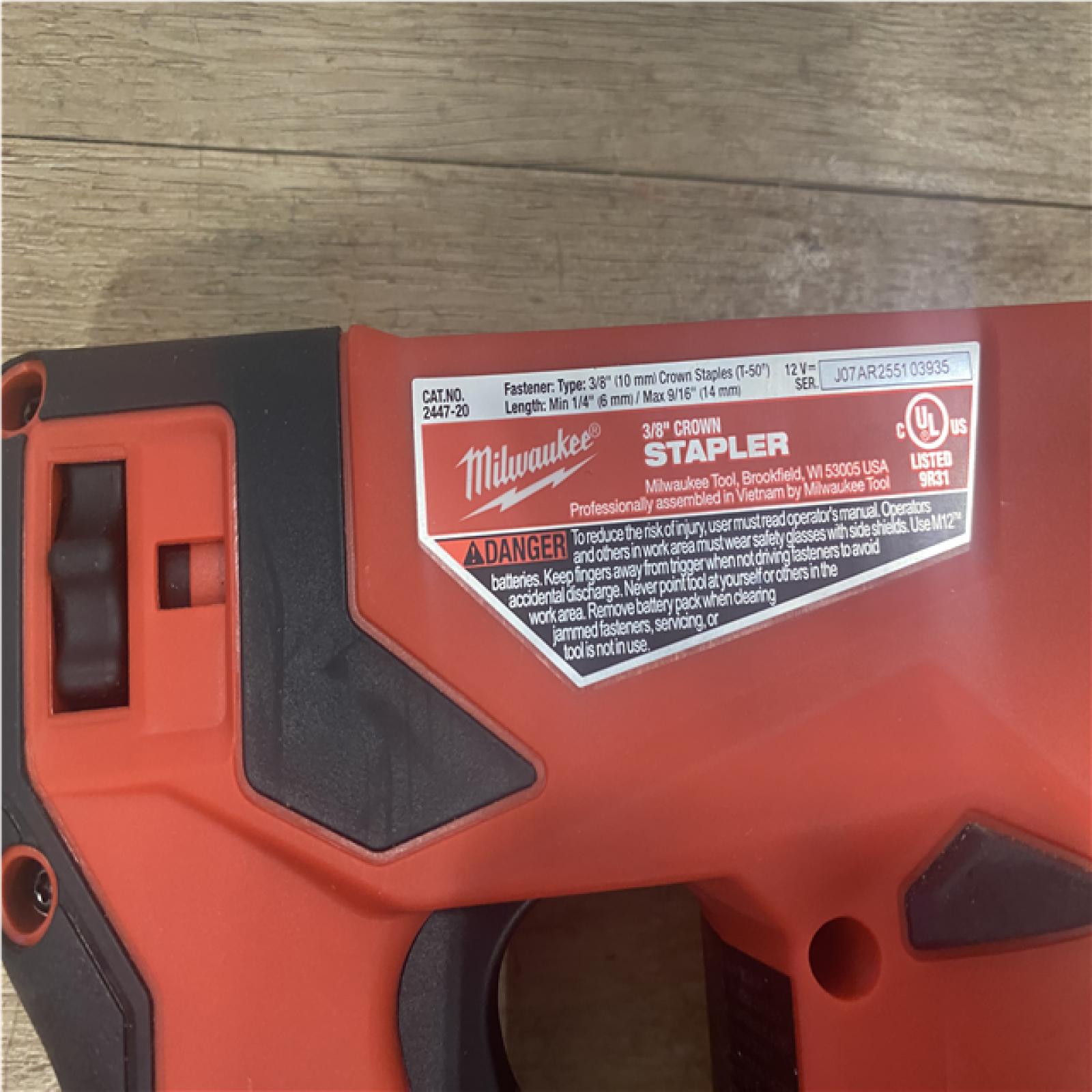 AS-IS Milwaukee 12-Volt Lithium-Ion Cordless 3/8 in. Crown Stapler (Tool-Only)