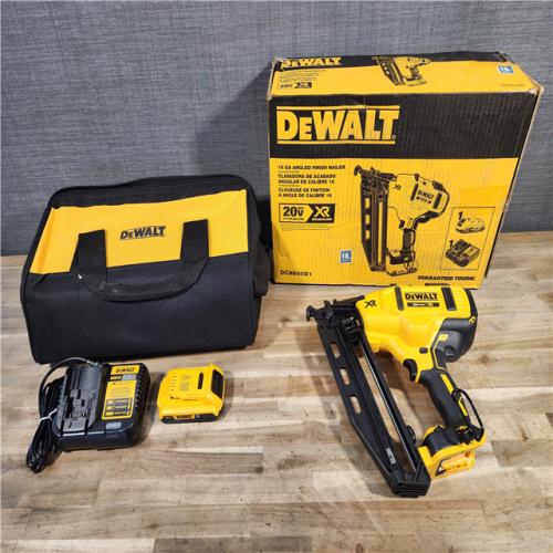 HOUSTON LOCATION - AS-IS DeWalt 20V 16 Gauge Cordless Angled Finish Nailer Kit W/ 2Ah Battery