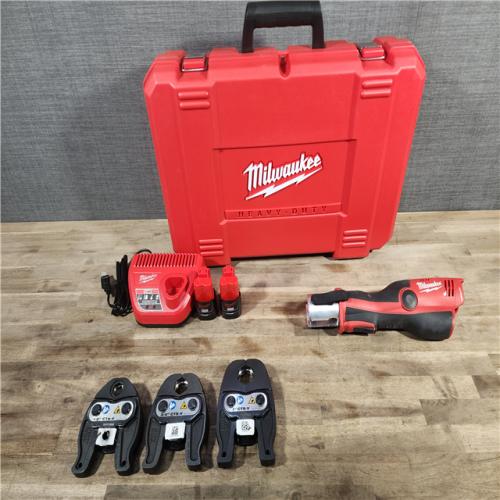 HOUSTON LOCATION - AS-IS MILWAUKEE 12-Volt Lithium-Ion Force Logic Cordless Press Tool Kit (3 Jaws Included) with Two 1.5 Ah Battery and Hard Case