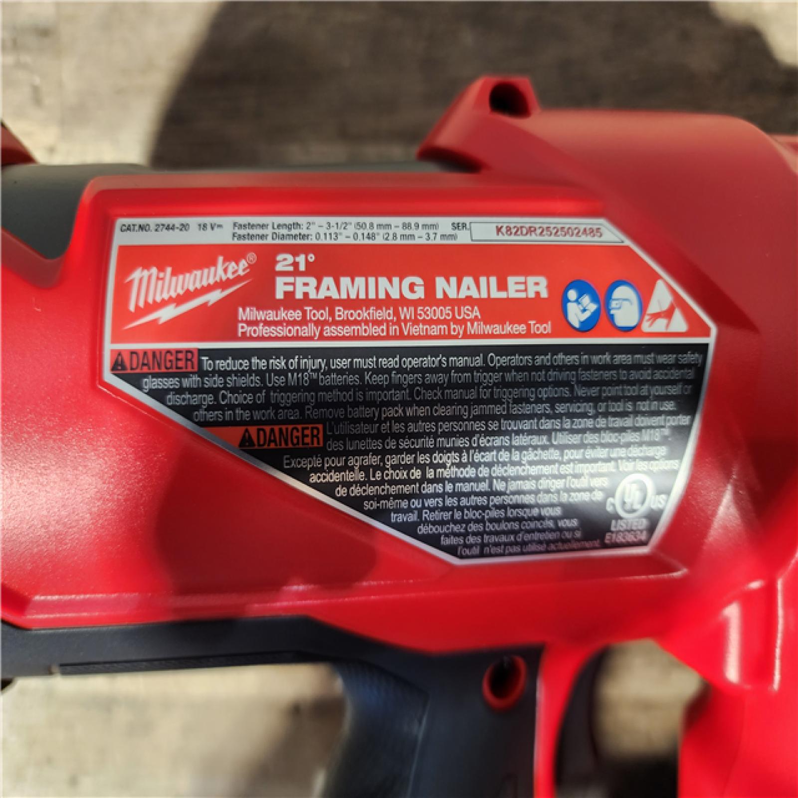 HOUSTON LOCATION - AS-IS (APPEARS LIKE NEW) Milwaukee 2744-20 M18 FUEL 3-1/2 in. 18V 21-Degree Lithium-Ion Brushless Cordless Framing Nailer (Tool-Only)