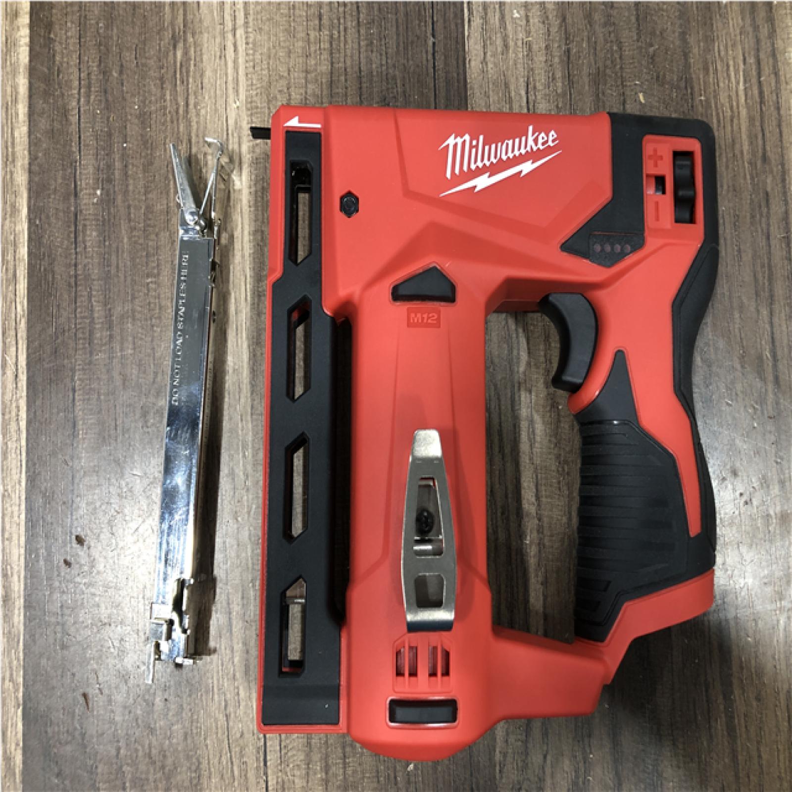 AS-IS Milwaukee 12-Volt Lithium-Ion Cordless 3/8 in. Crown Stapler (Tool-Only)