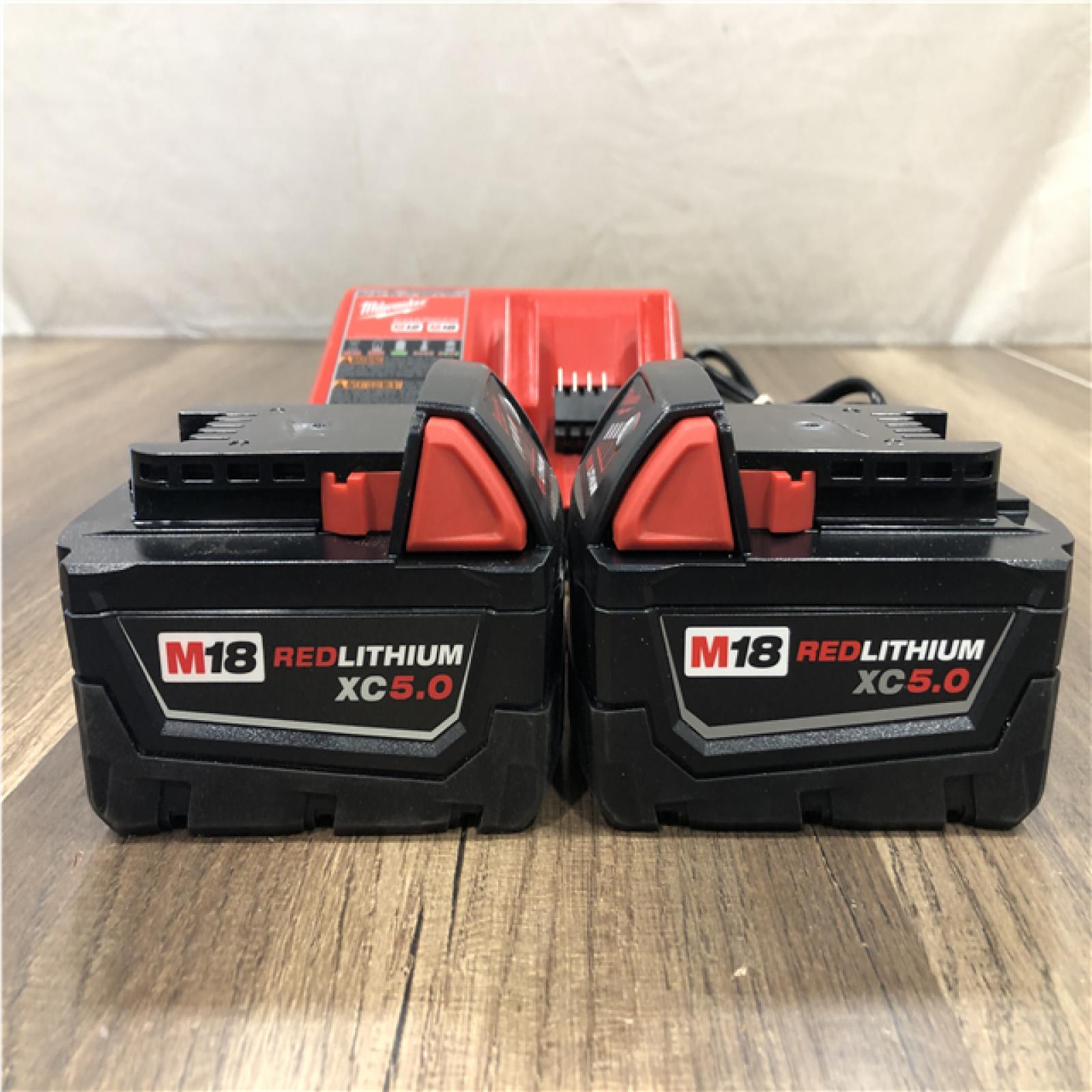 AS-IS M18 18-Volt Lithium-Ion 5.0 Ah Battery and Charger Starter Kit with Tool Bag