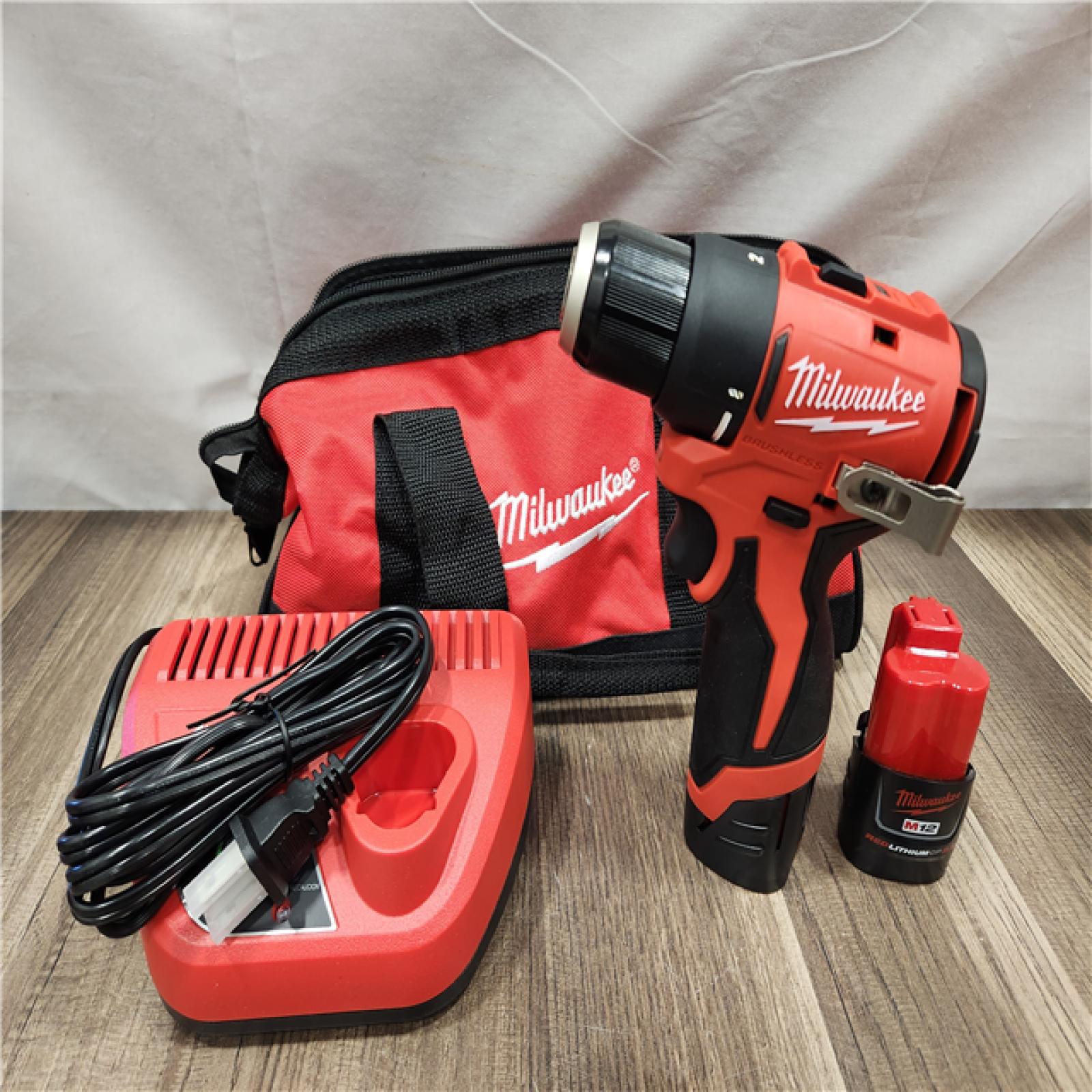 AS-IS- Milwaukee Tool M12 3/8 in. Brushless Cordless Drill/Driver Kit (Battery & Charger)