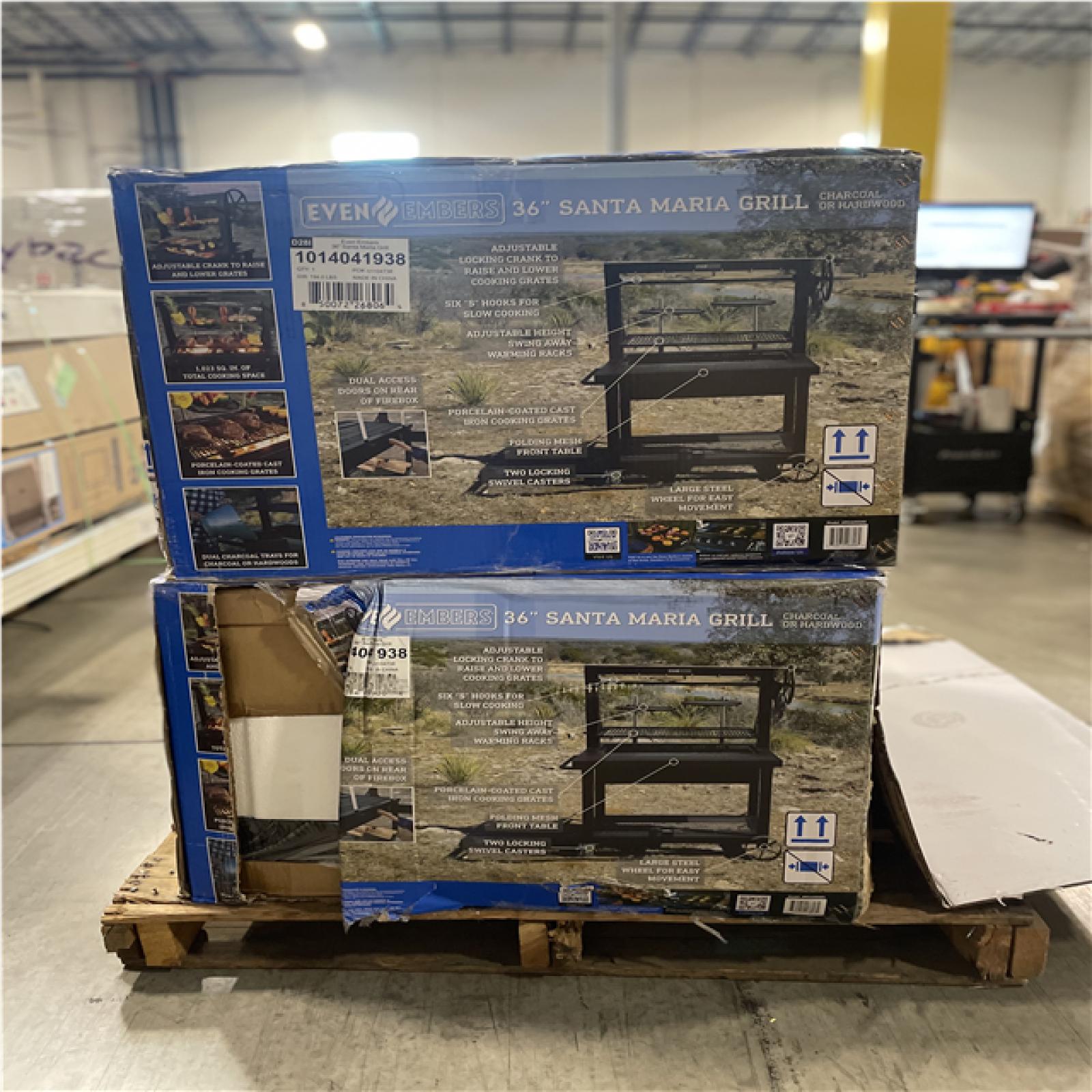 DALLAS LOCATION- Even Embers 36 in. Santa Maria Charcoal and Wood Grill PALLET (2 UNITS)