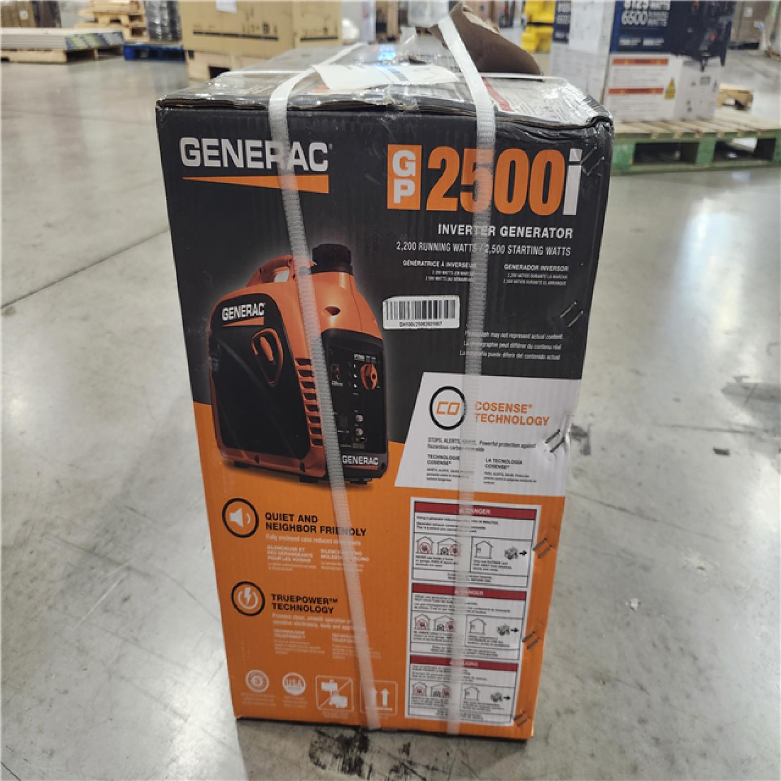 NEW! - Generac 2500 Watt Recoil Start Gasoline Portable Generator Inverter w/ COSense