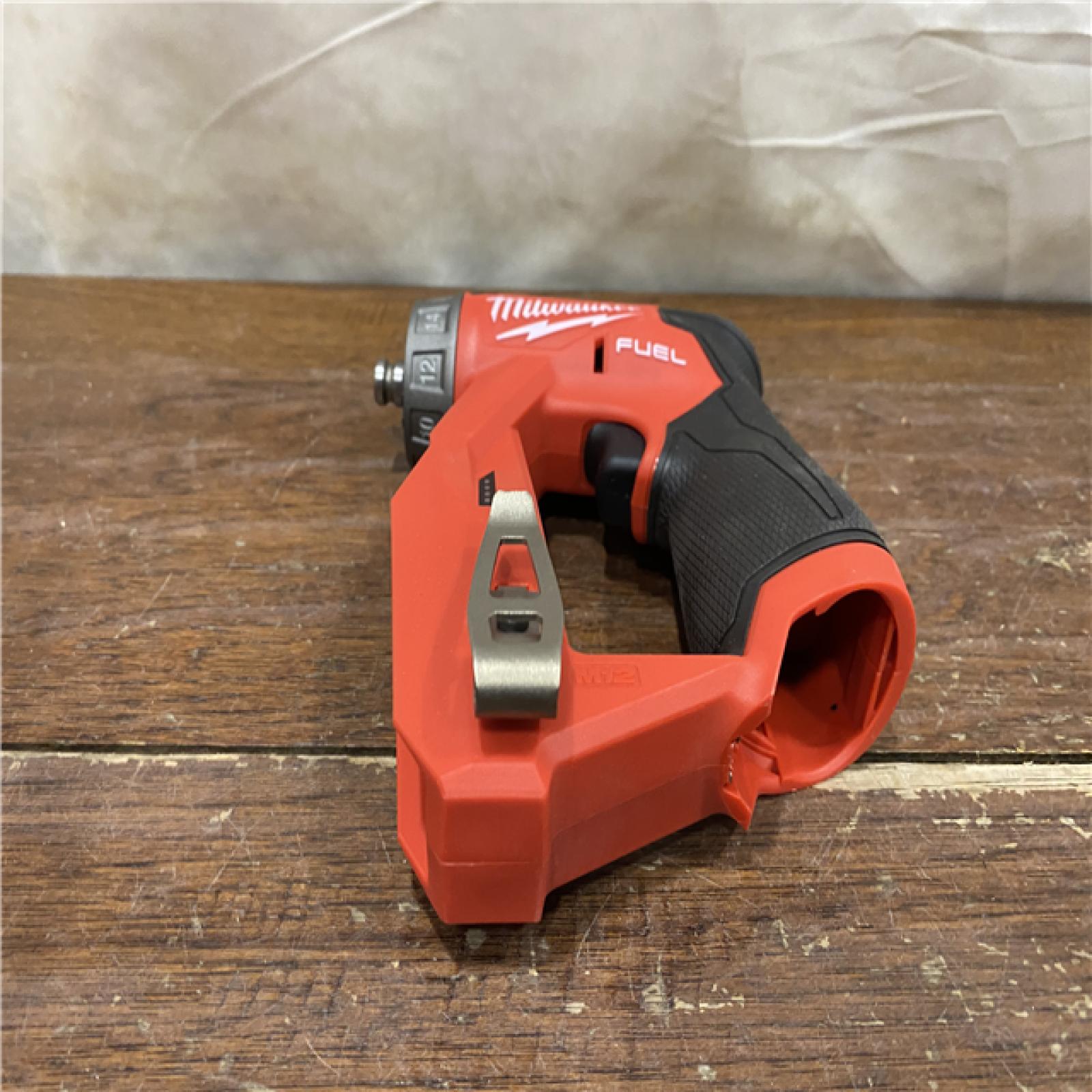 AS-IS Milwaukee M12 FUEL 12V Lithium-Ion Brushless Cordless 4-in-1 Installation 3/8 in. Drill Driver Kit with 4-Tool Heads