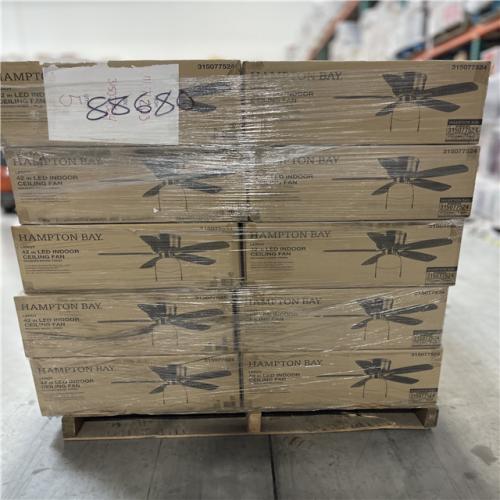 DALLAS LOCATION - Hampton Bay Leroy 42 LED Brushed Nickel Ceiling Fan With Light PALLET-(40 UNITS)