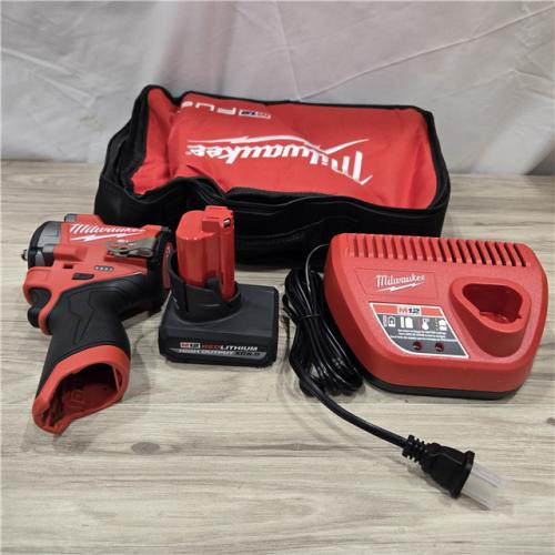 AS-IS Milwaukee M12 FUEL 12V Cordless Stubby 3/8 in. Impact Wrench Kit
