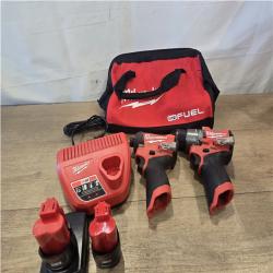 AS-IS Milwaukee FUEL 12-Volt Lithium-Ion Brushless Cordless Hammer Drill and Impact Driver Combo Kit