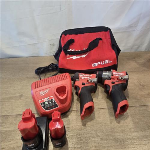 AS-IS Milwaukee FUEL 12-Volt Lithium-Ion Brushless Cordless Hammer Drill and Impact Driver Combo Kit