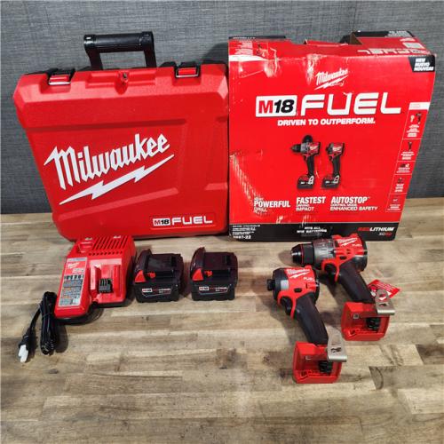 HOUSTON LOCATION - AS-IS (APPEARS LIKE NEW) MILWAUKEE FUEL 18V Lithium-Ion Brushless Cordless Hammer Drill and Impact Driver Combo Kit (2-Tool) with 2 Batteries