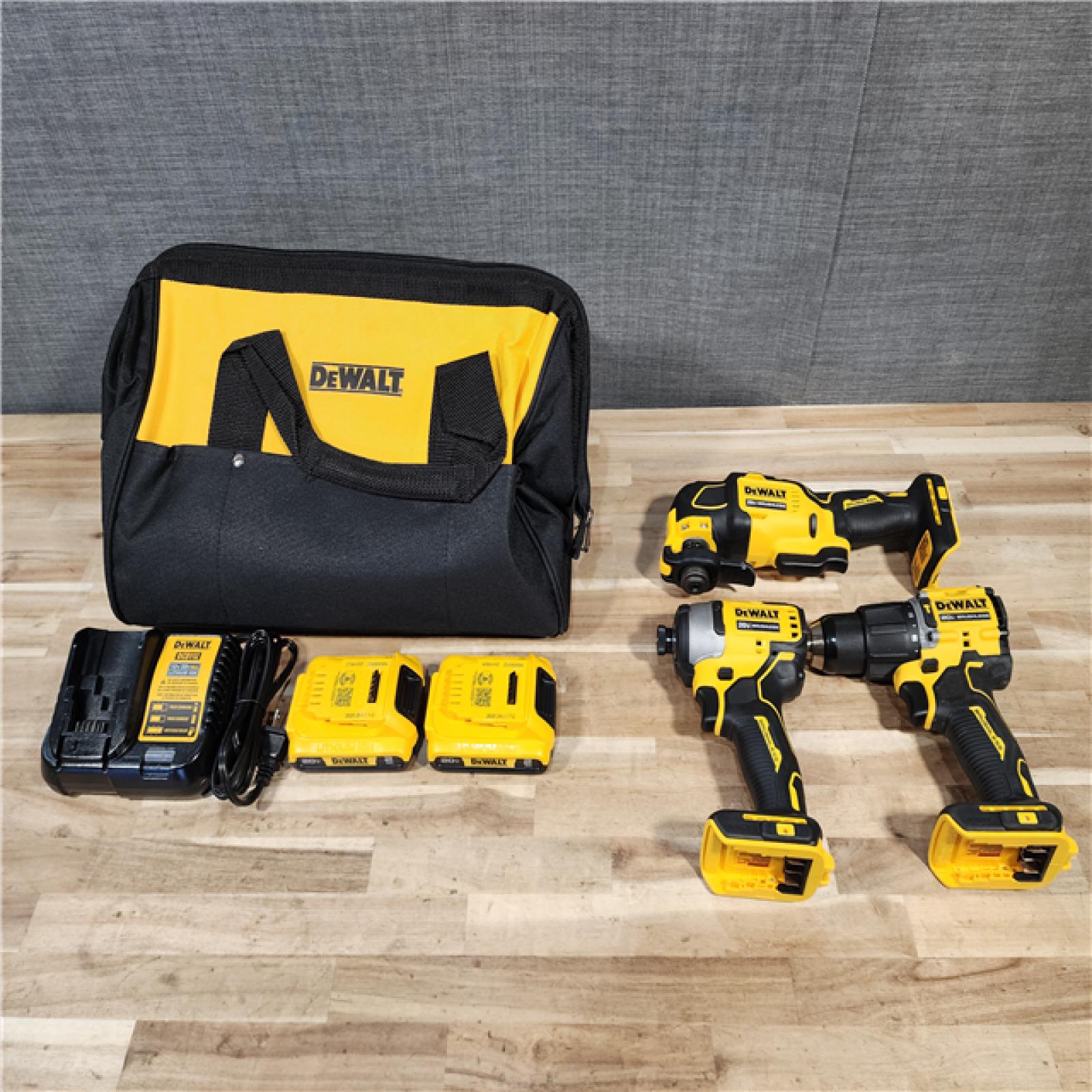 HOUSTON LOCATION - AS-IS DEWALT ATOMIC 20-Volt Lithium-Ion Cordless Brushless (3-Tool) Combo Kit
