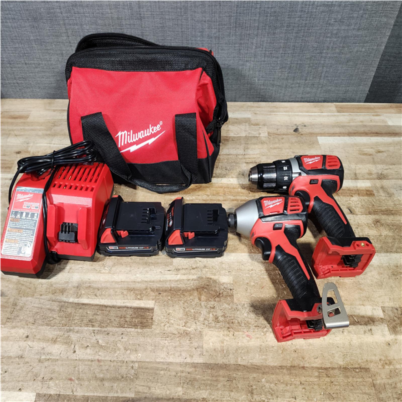 HOUSTON LOCATION - AS - IS Milwaukee 18V Lithium-Ion Cordless Drill Driver/Impact Driver Combo Kit