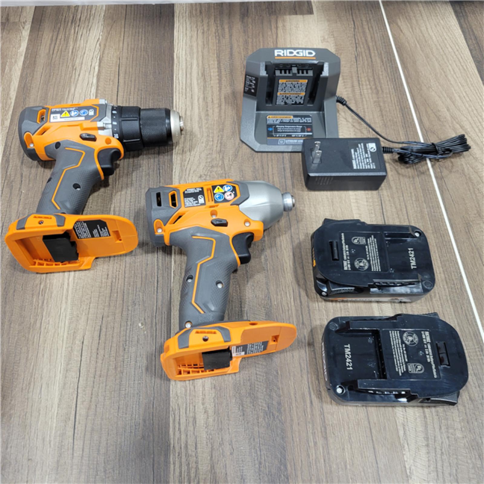 GOOD  RIDGID 18v 2 Tool Combo Kit 1/2 Drill/Driver 1/4 Impact Driver