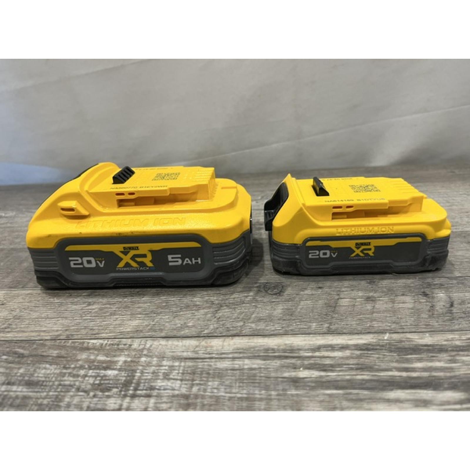 AS-IS DEWALT 20V MAX XR POWERSTACK Lithium-Ion Battery Starter Kit with 5.0Ah and 1.7Ah Batteries and Charger
