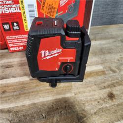 HOUSTON LOCATION - AS-IS (APPEARS LIKE NEW) Milwaukee Green 100 ft. Cross Line and Plumb Points Rechargeable Laser Level