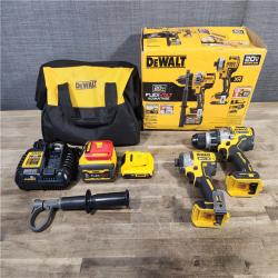 HOUSTON LOCATION - AS-IS DEWALT 20V MAX Cordless Brushless Hammer Drill/Driver 2 Tool Combo Kit with FLEXVOLT ADVANTAGE