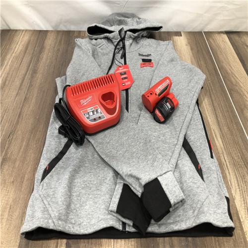 AS-IS Milwaukee Women's Small 12-Volt Lithium-Ion Cordless Gray Heated Jacket Hoodie Kit