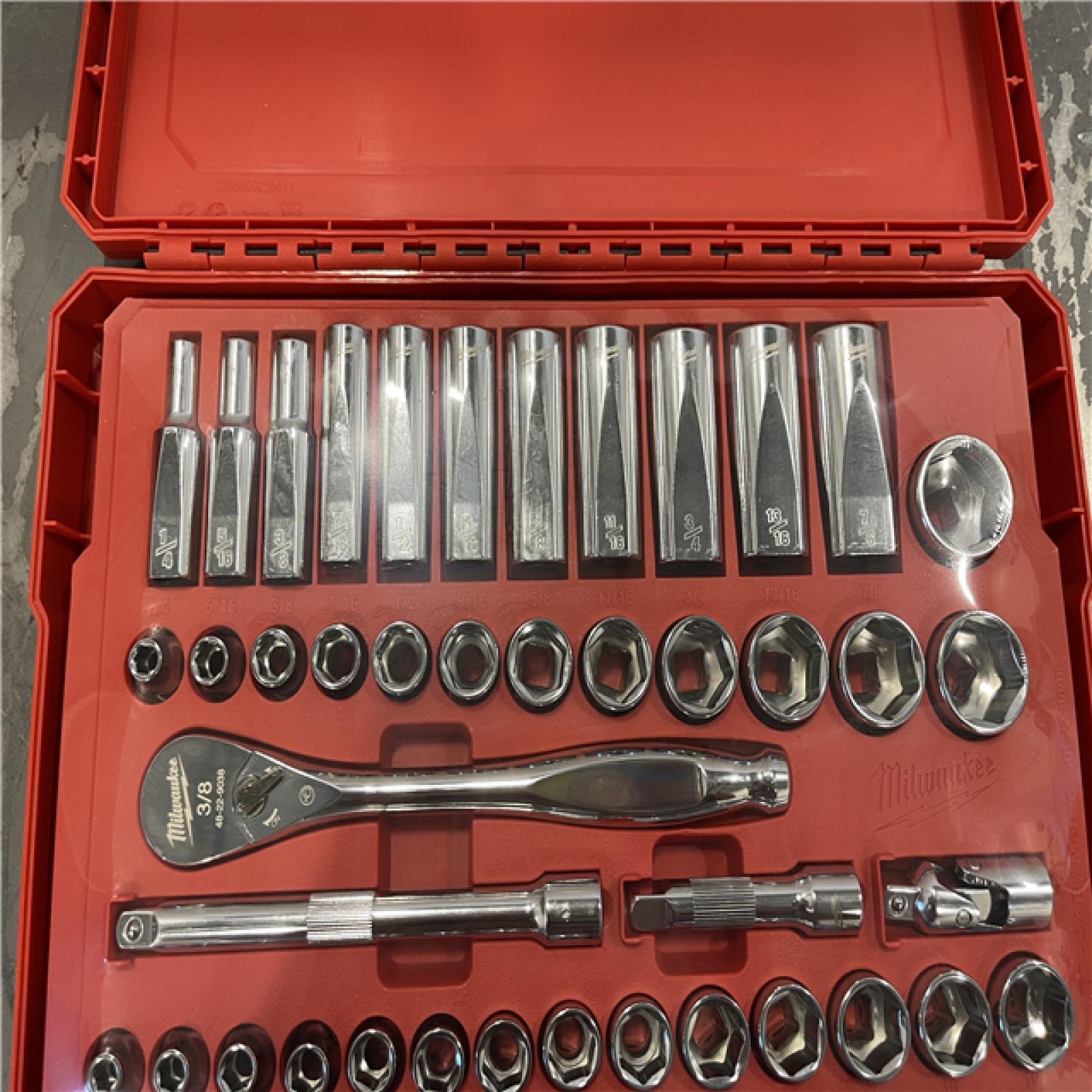 AS-IS - Milwaukee 3/8 in. Drive SAE/Metric Ratchet and Socket Mechanics Tool Set (56-Piece)