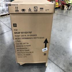 DALLAS LOCATION- AS-IS Husky 108 in. W x 24 in. D 9-Drawer Heavy-Duty Mobile Workbench with Stainless Steel Top in Matte Black