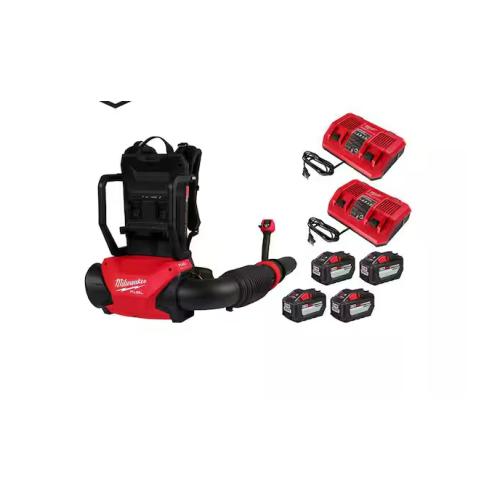 NEW! - Milwaukee M18 FUEL 155 MPH 650 CFM 18V Brushless Cordless Dual Battery Backpack Blower Kit w/(4) 12.0 Ah Batteries, (2) Chargers