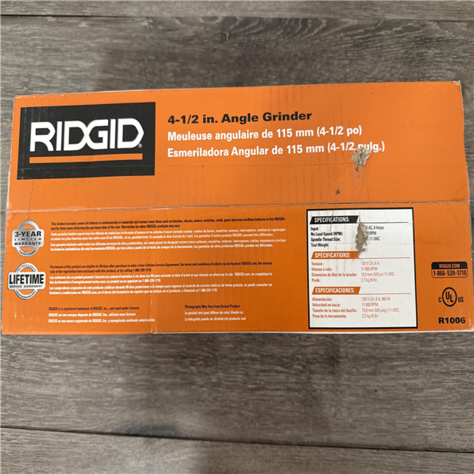 California NEW Ridgid 4-1/2 Angle Grinder