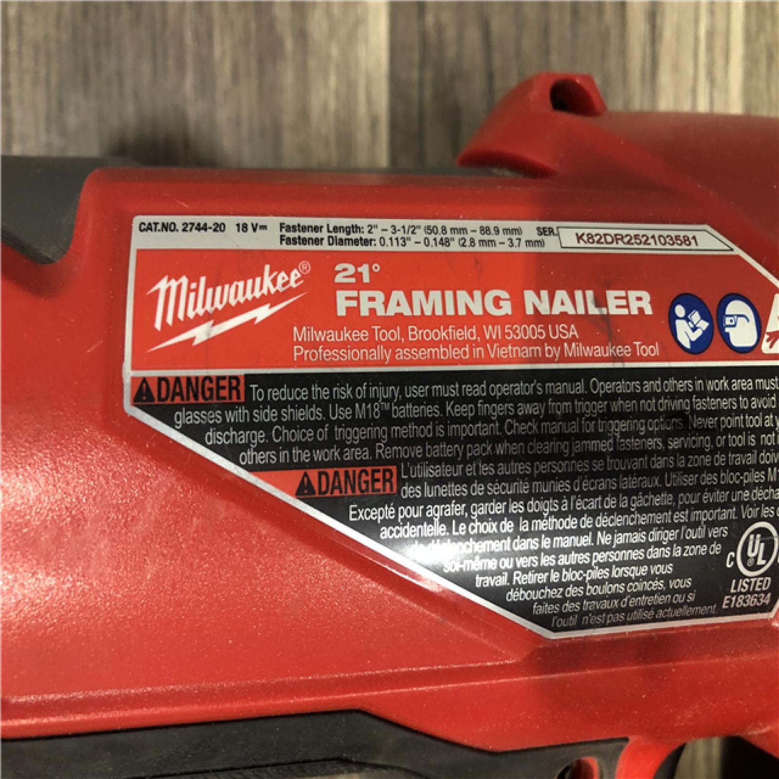 AS-IS Milwaukee FUEL 3-1/2 in. 18-Volt 21-Degree Lithium-Ion Brushless Cordless Framing Nailer (Tool-Only)