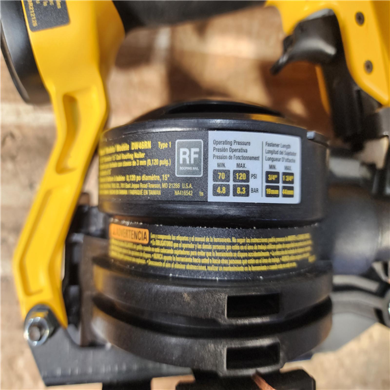 HOUSTON LOCATION - AS - IS DeWalt 1-3/4 in. 15 Degree Pneumatic Coil Roofing Nailer (Tool-Only)