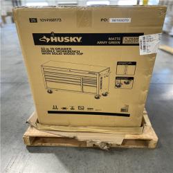 DALLAS LOCATION- AS-IS HUSKY Standard-Duty 52 in. W 10-Drawers Workbench Matte Army Green/Woodtop