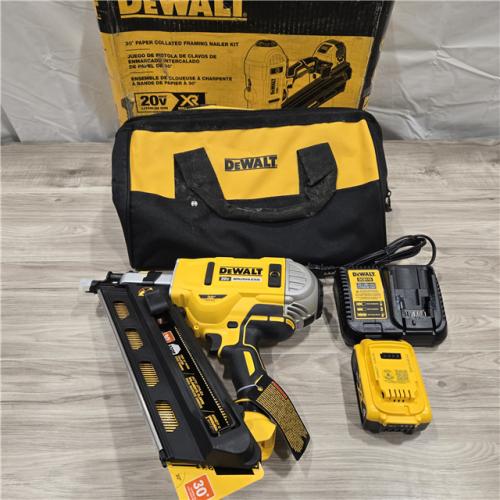 AS-IS DeWalt 20V MAX Brushless Cordless 2-Speed 30° Paper Collated Framing Nailer Kit