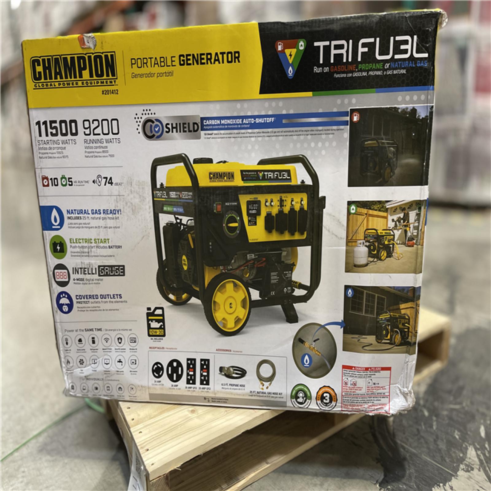 DALLAS LOCATION- Champion Power Equipment 11 500/9 200-Watt Portable Generator Tri Fuel