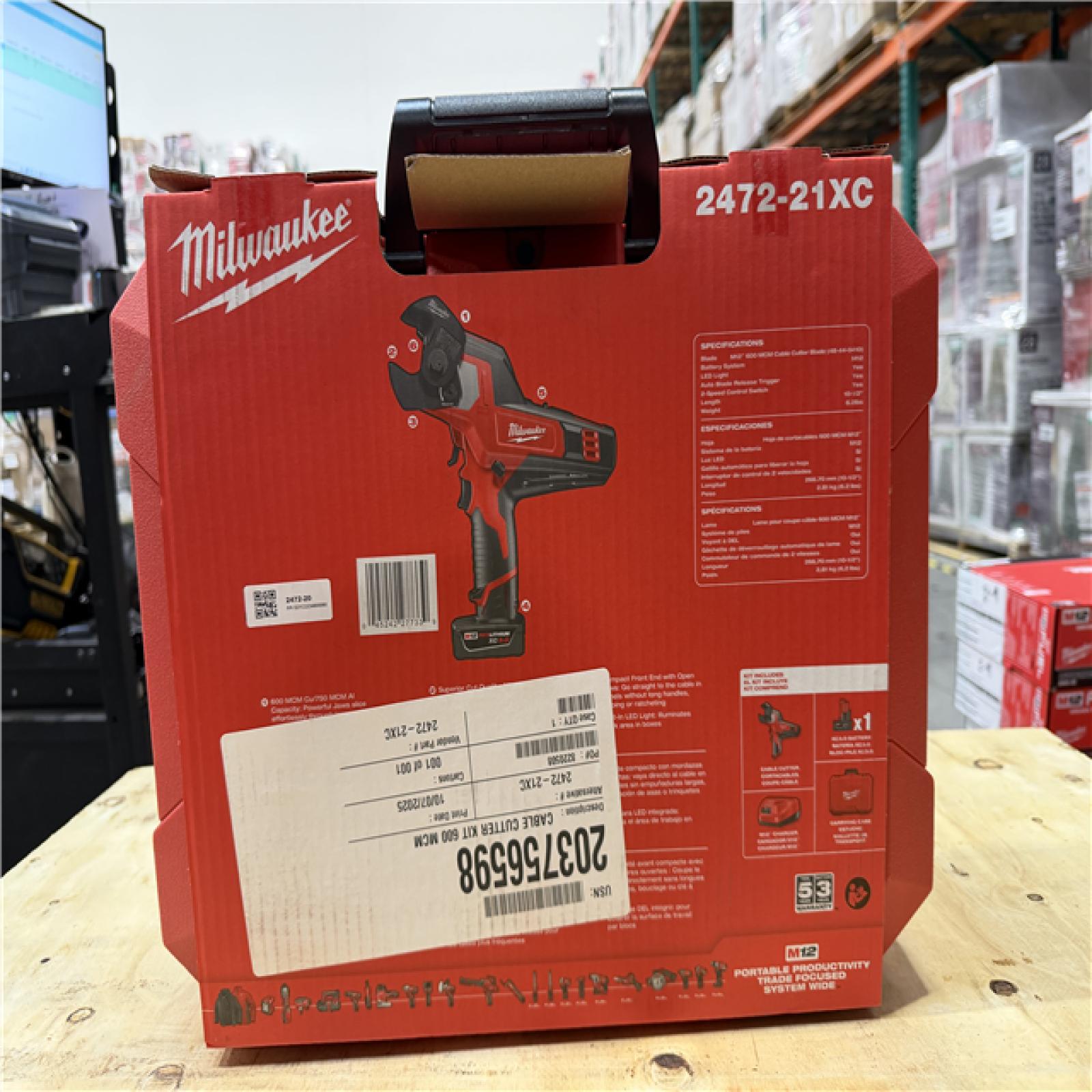 NEW! - Milwaukee M12 12V Lithium-Ion Cordless 600 MCM Cable Cutter Kit with One 3.0Ah Battery  Charger and Hard Case