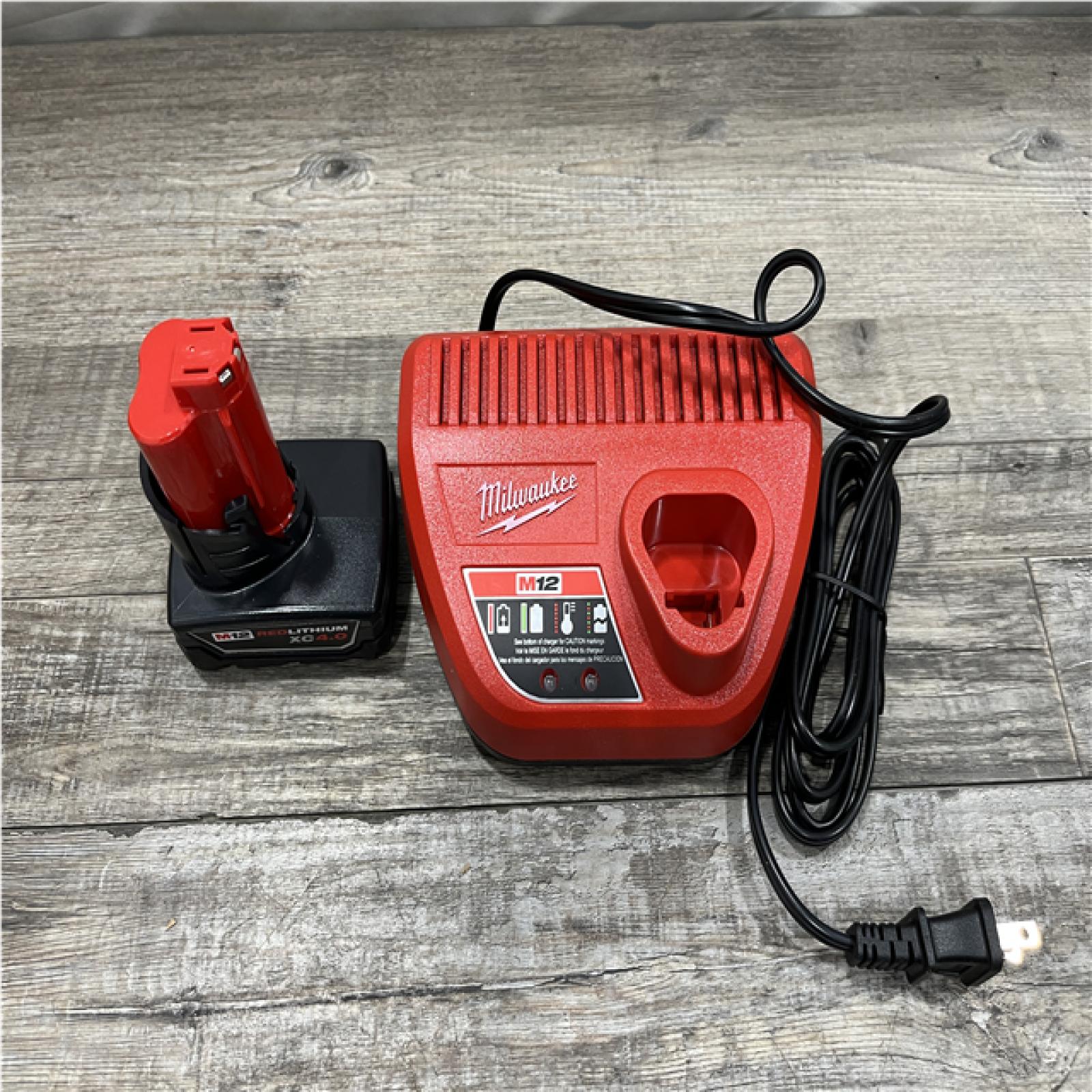 AS-IS Milwaukee 12-Volt Lithium-Ion XC Battery Pack 4.0 Ah and Charger Starter Kit