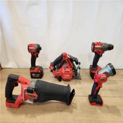 AS-IS- M18 FUEL 18V Lithium-Ion Brushless Cordless Combo Kit (5-Tool) with Two 5.0 Ah Batteries  1 Charger 1 Tool Bag