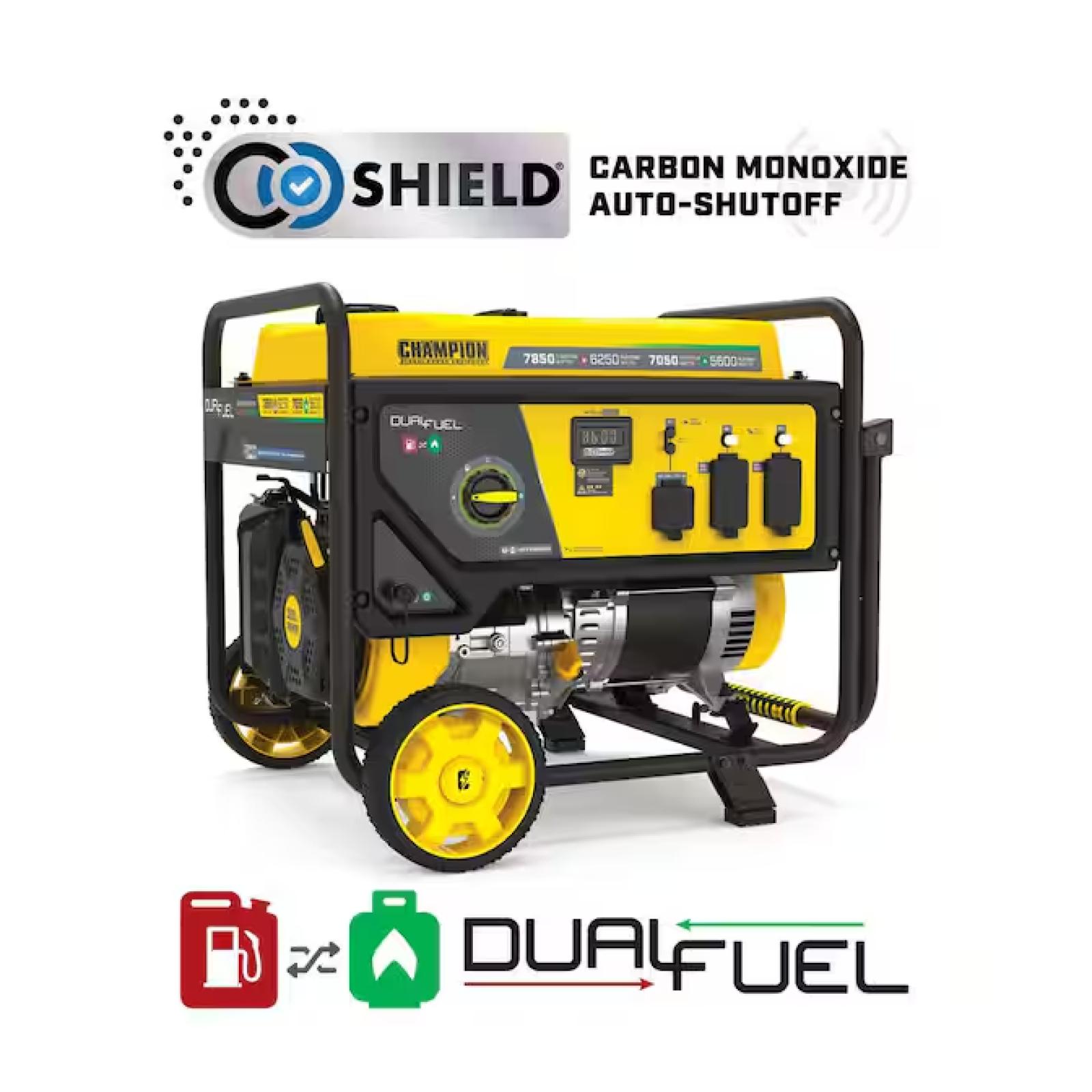 NEW! - Champion Power Equipment 7850/6250-Watt Recoil Start Storm Ready Gasoline and Propane Powered Dual Fuel Portable Generator
