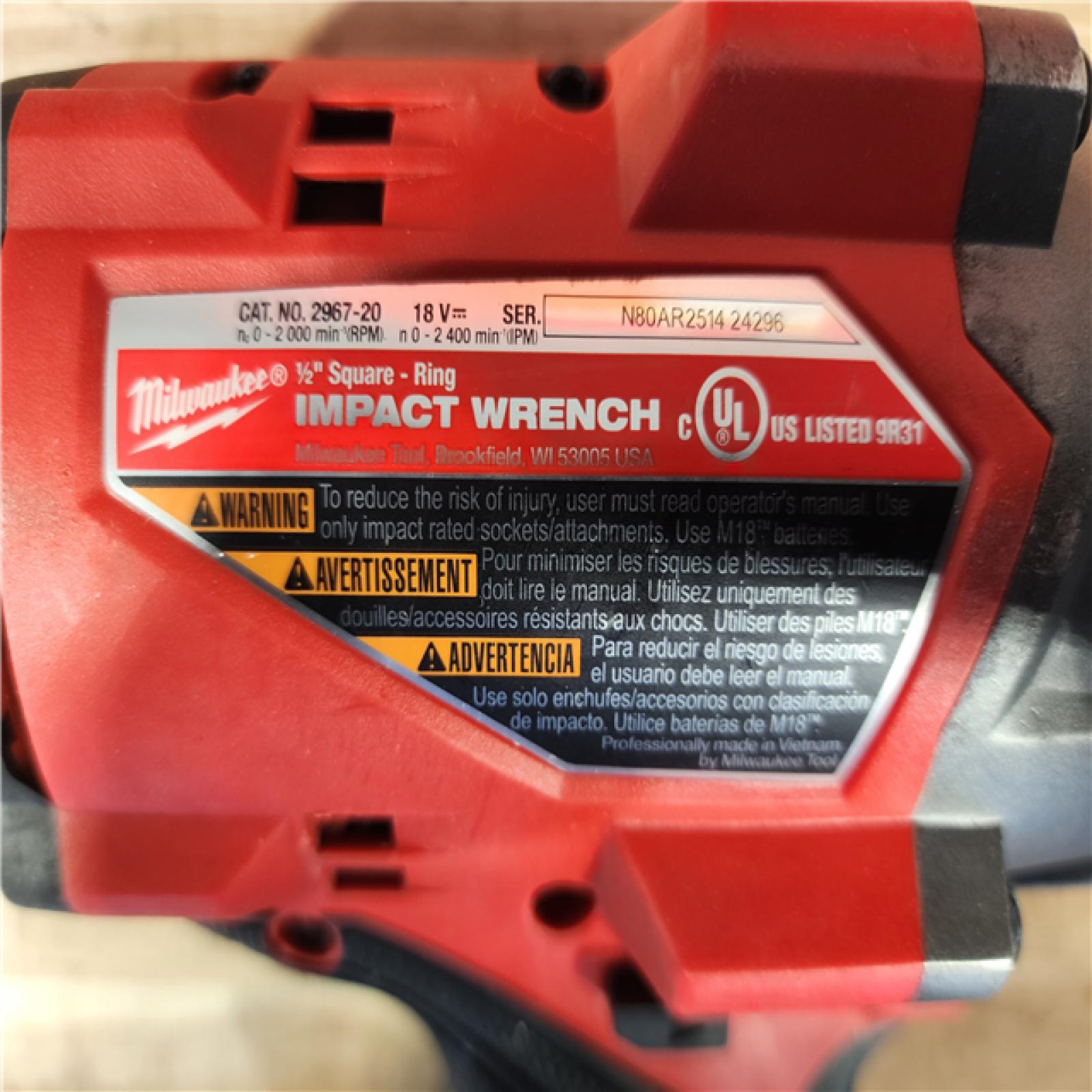 HOUSTON LOCATION - AS-IS Milwaukee  FUEL 18V Lithium-Ion Brushless Cordless 1/2 in. Impact Wrench with Friction Ring (Tool-Only)