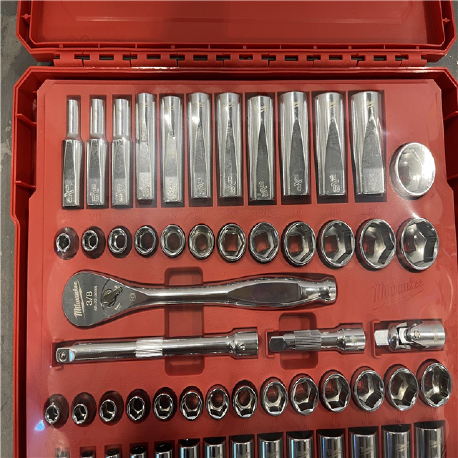 AS-IS - Milwaukee 3/8 in. Drive SAE/Metric Ratchet and Socket Mechanics Tool Set (56-Piece)