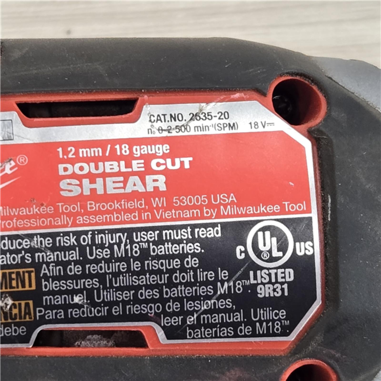 AS-IS Milwaukee M18 18V Cordless 18-gauge Double Cut Metal Shear (Tool-Only)