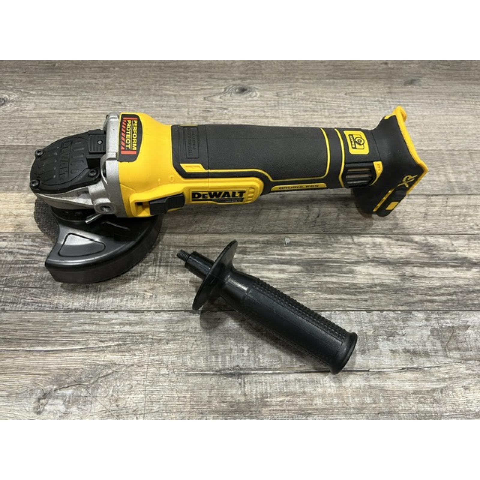 AS-IS DEWALT 20V MAX XR Cordless Brushless 4.5 in. Slide Switch Small Angle Grinder with Kickback Brake (Tool Only)