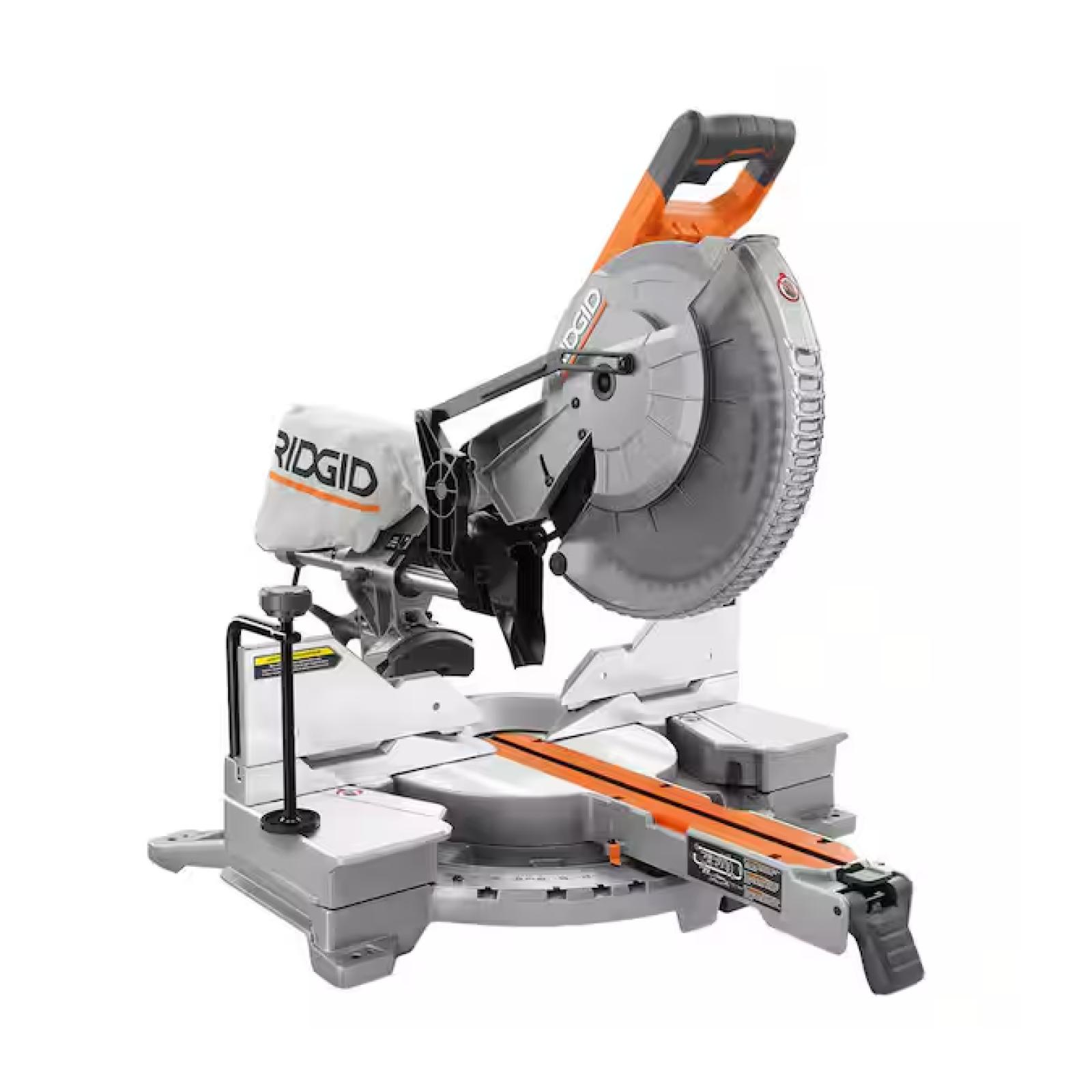 DALLAS LOCATION -RIDGID 15 Amp Corded 12 in. Dual Bevel Sliding Miter Saw with 70 Deg. Miter Capacity and LED Cut Line Indicator