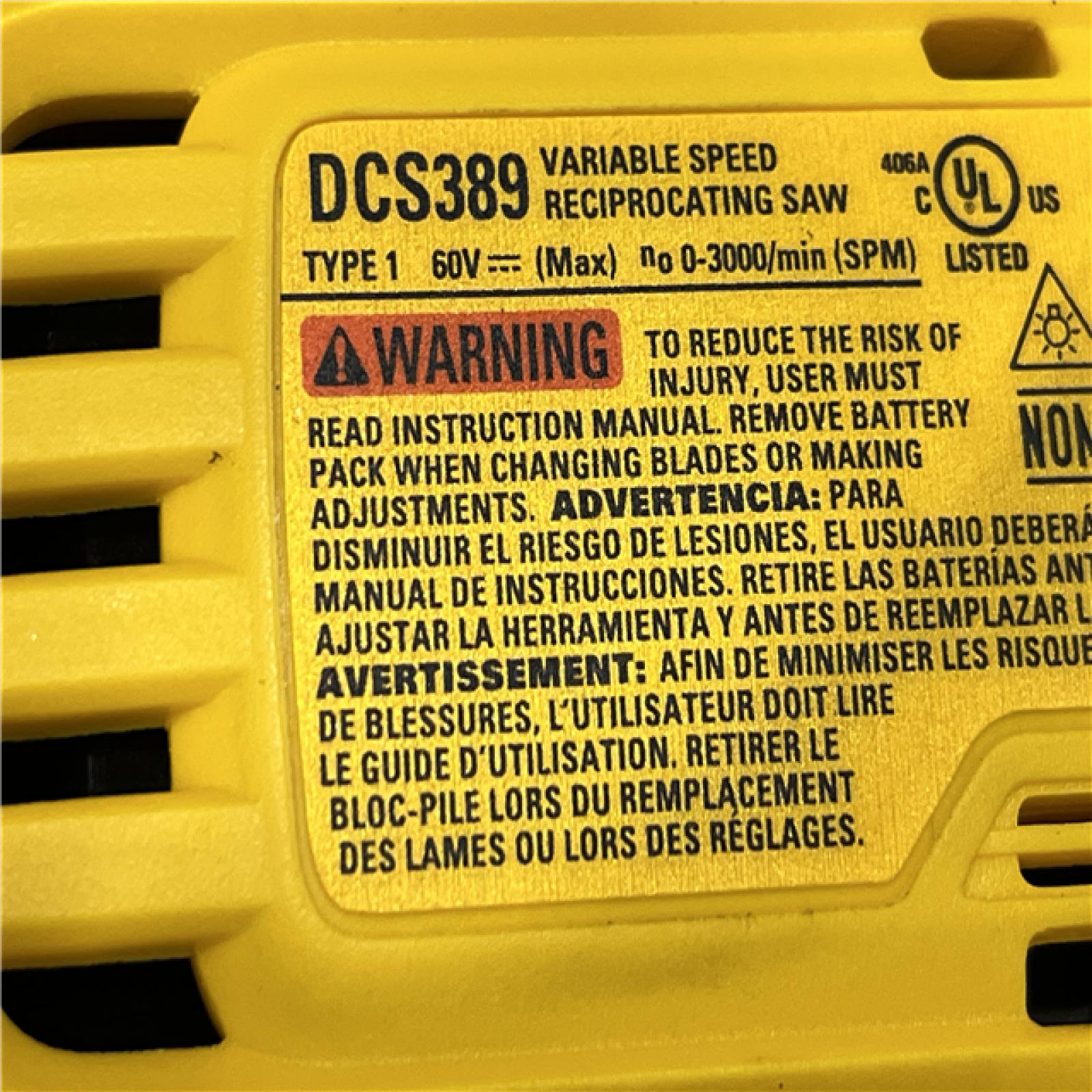 AS-IS DEWALT FLEXVOLT 60V MAX Cordless Brushless Reciprocating Saw (Tool Only)