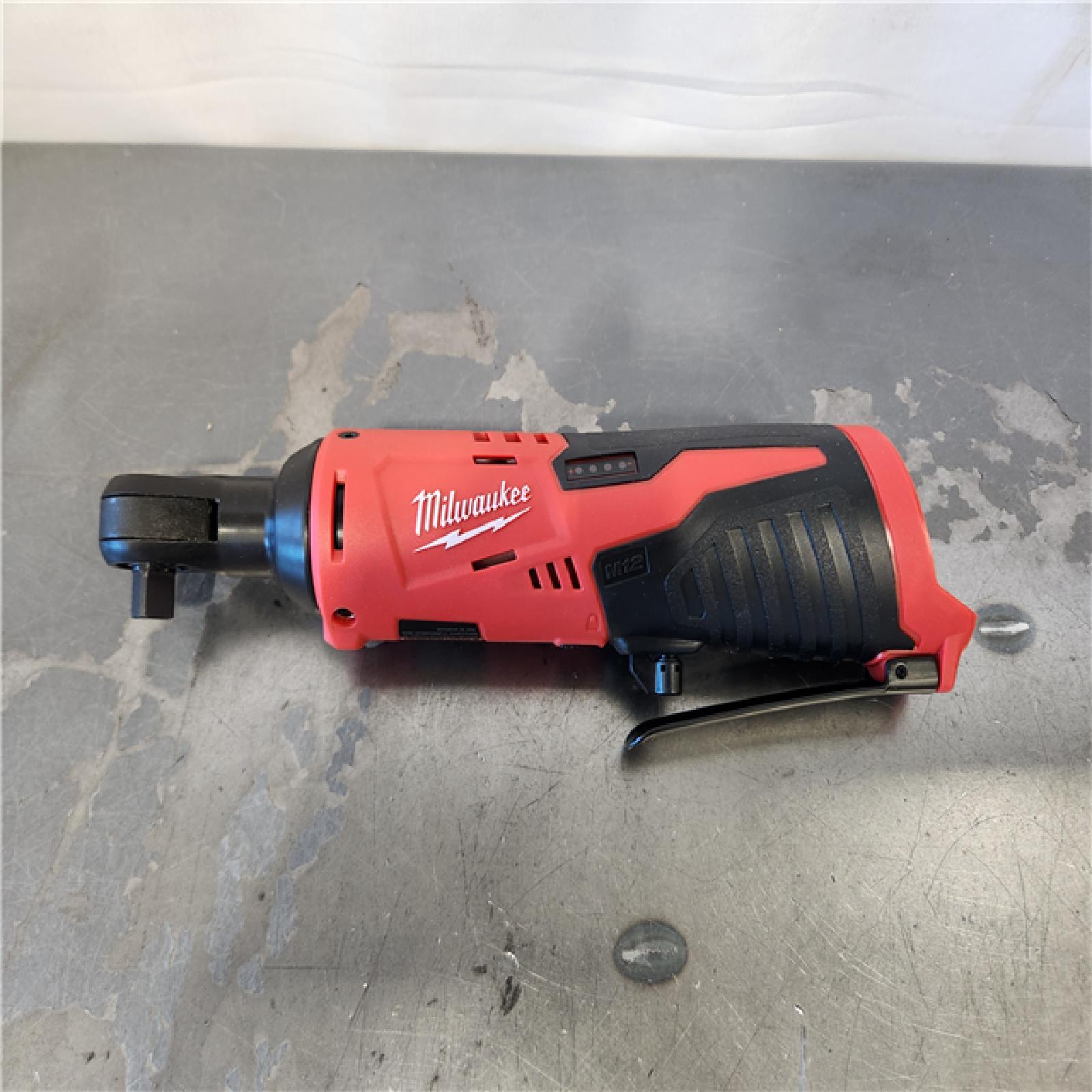 AS-IS- Milwaukee M12 12V Lithium-Ion Cordless 3/8 in. Ratchet (Tool-Only)