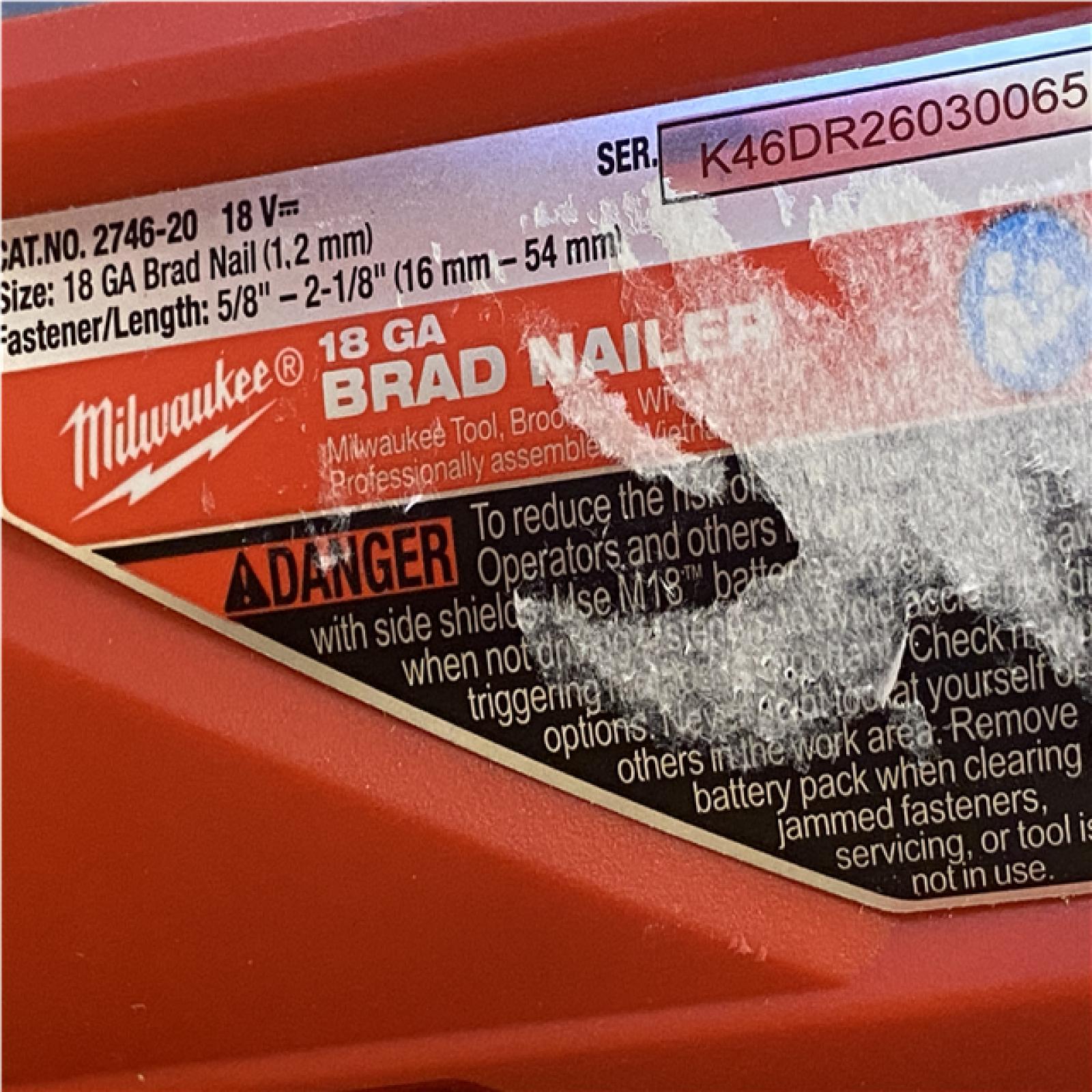 AS-IS  Milwaukee FUEL 18-Volt Lithium-Ion Brushless Cordless Gen II 18-Gauge Brad Nailer (Tool-Only)