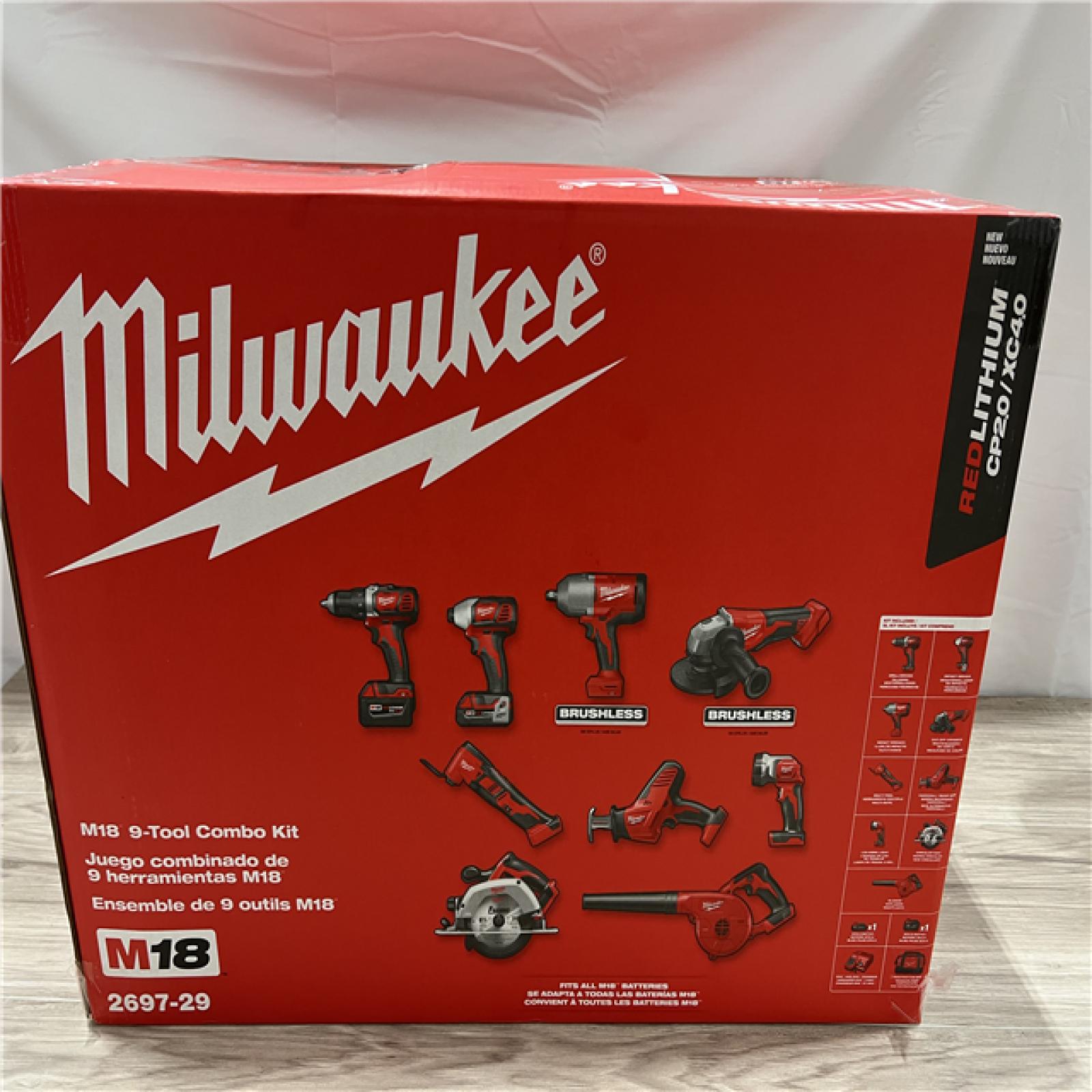 NEW Milwaukee M18 18-Volt Lithium-Ion Cordless Combo Kit 9-Tool with 2-Batteries  Charger and Tool Bag