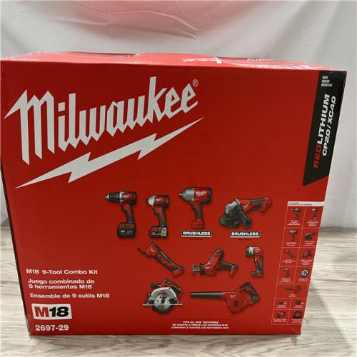 NEW Milwaukee M18 18-Volt Lithium-Ion Cordless Combo Kit 9-Tool with 2-Batteries  Charger and Tool Bag