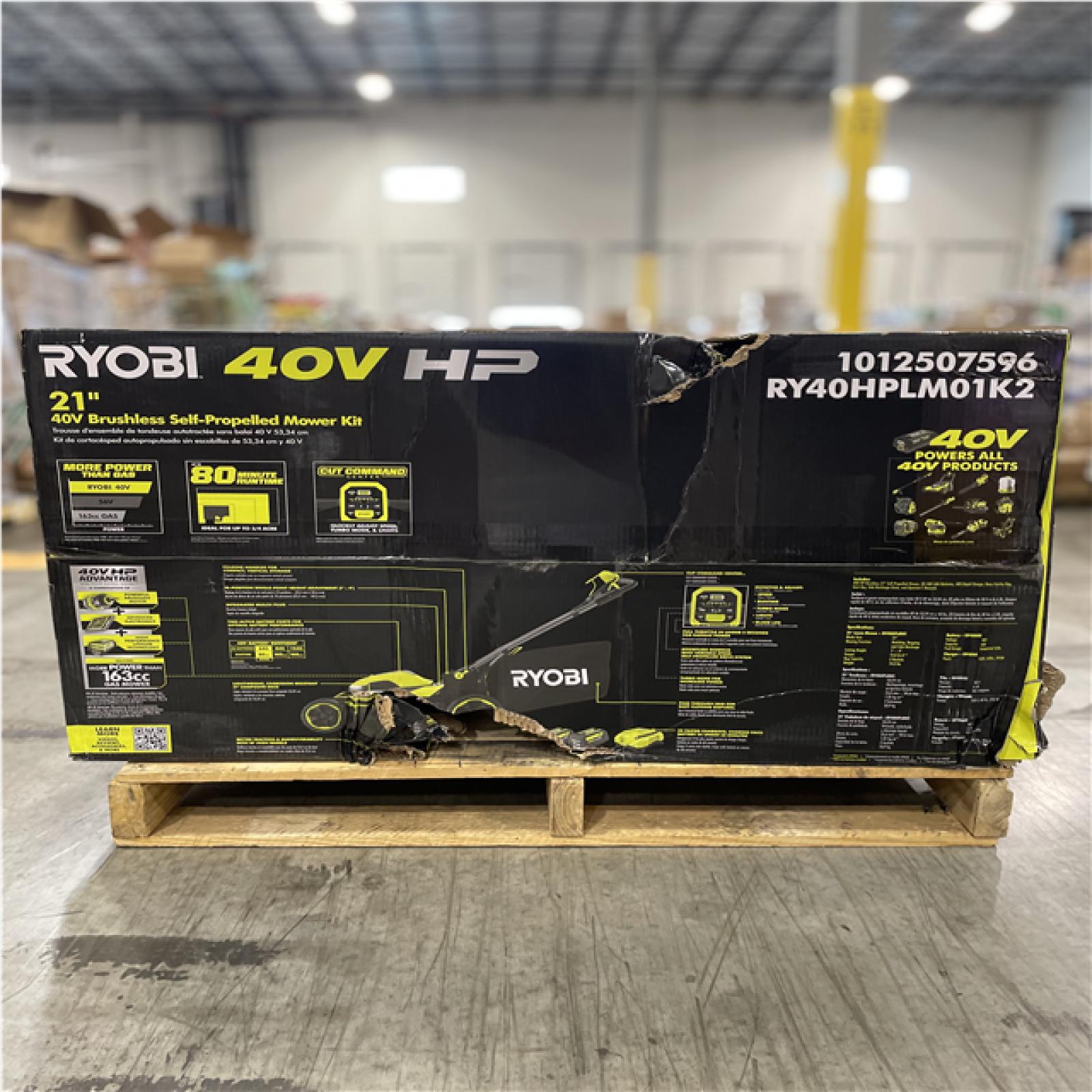 DALLAS LOCATION- AS-IS RYOBI 40V HP 21 in. CoRDLESS Lawn Mower KIT PALLET (2 UNITS)