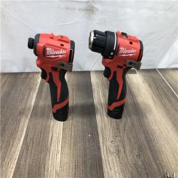 AS-IS Milwaukee 12-Volt Lithium-Ion Brushless Cordless Subcompact Drill and Impact Driver Combo Kit
